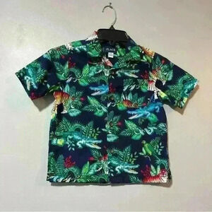Children Place Jungle Animal Safari Print Cotton Button Front Shirt Size 5/6 S/P
